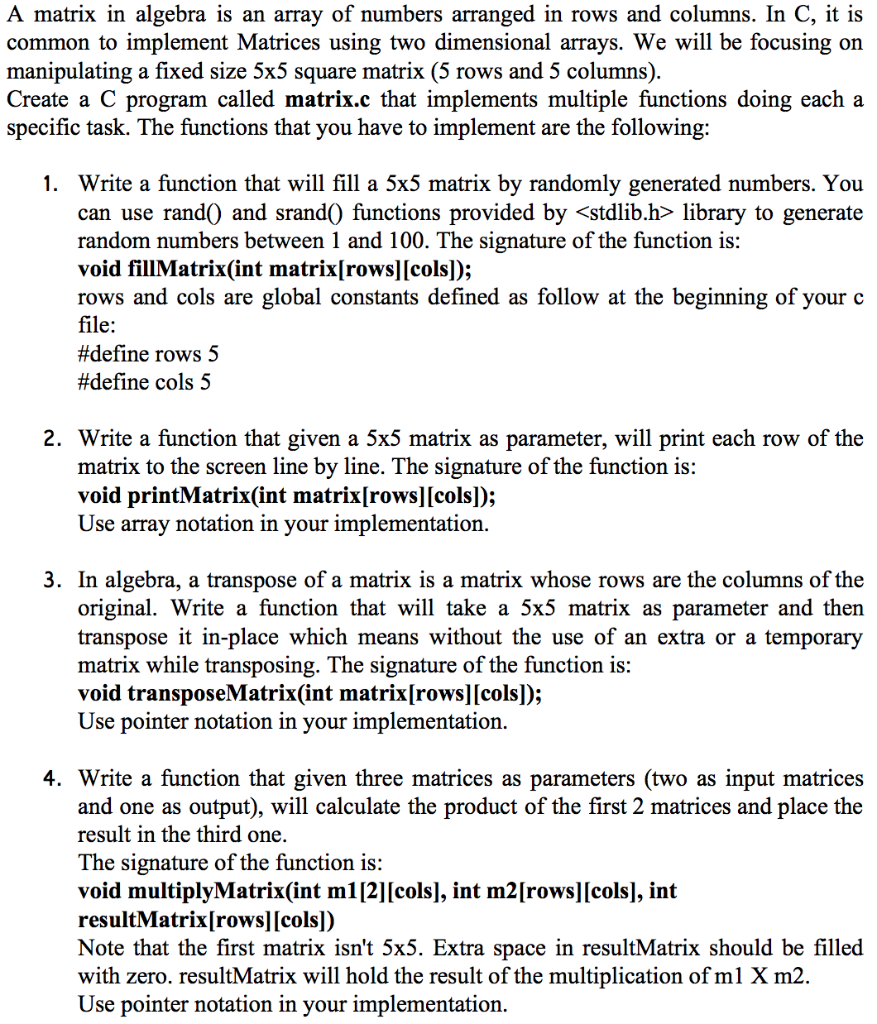  Please answer question 3 and 4 A matrix in algebra is