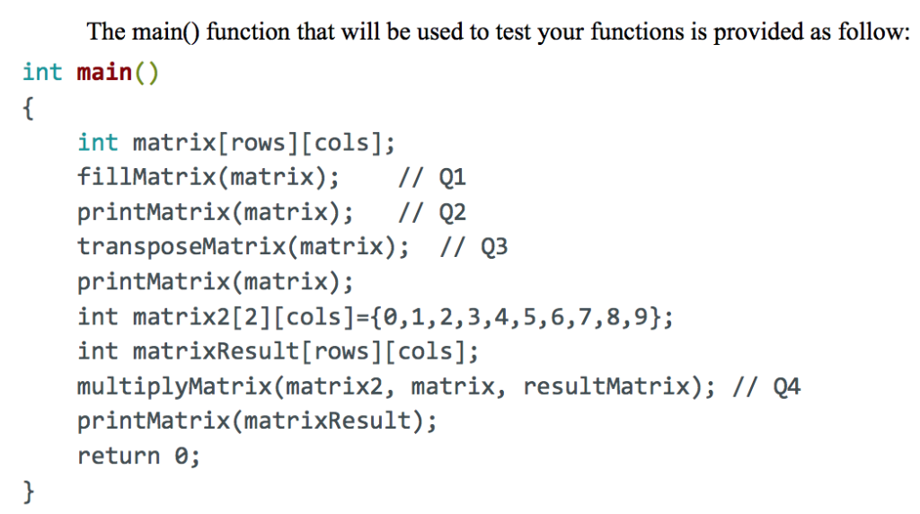 an array of numbers arranged in rows and columns. In C, it
