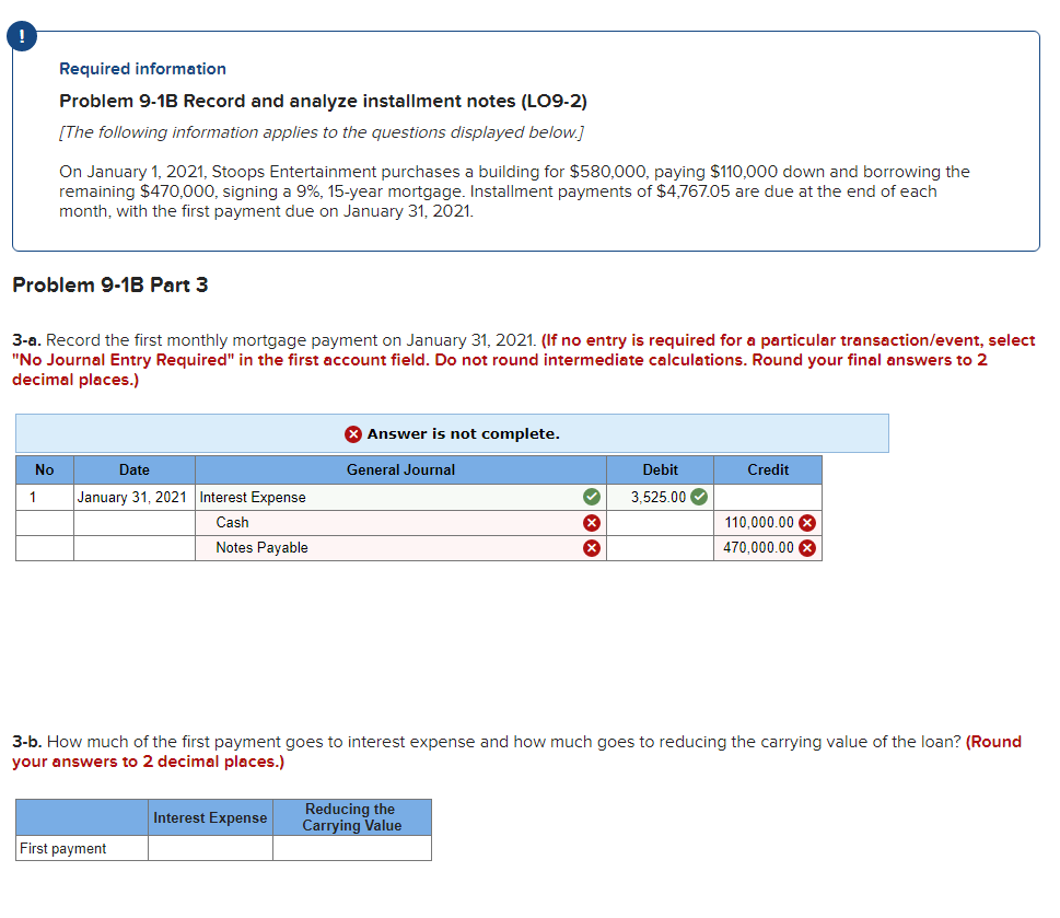  Required information Problem 9-1B Record and analyze installment notes (LO9-2) [The