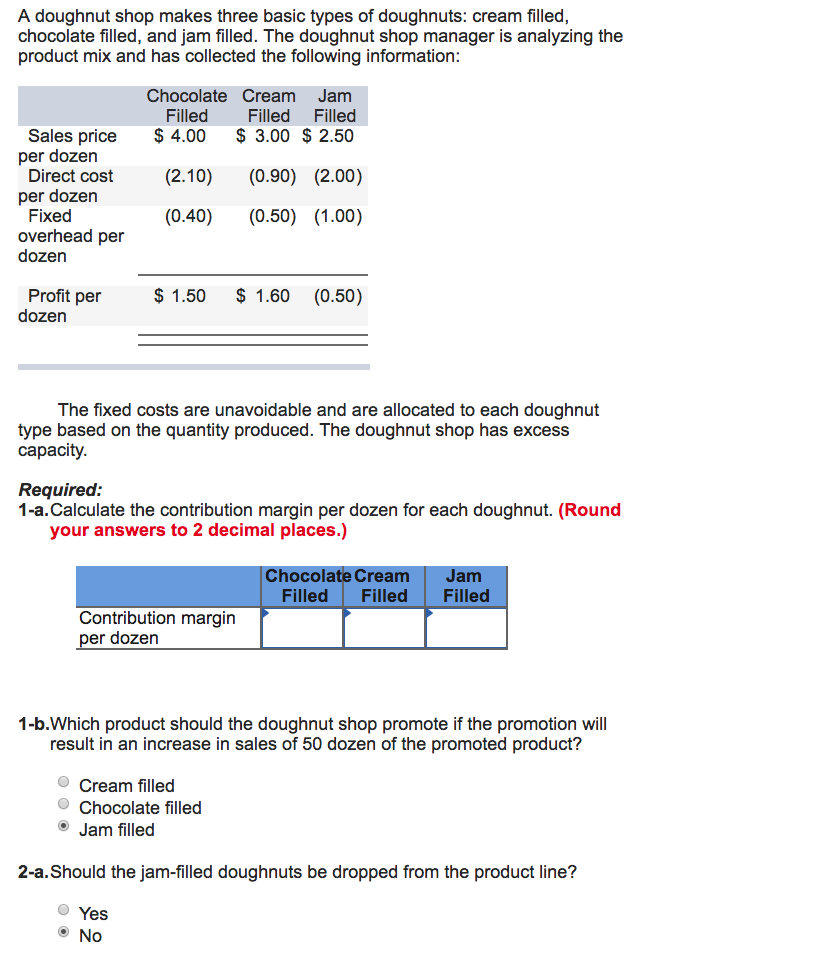  A doughnut shop makes three basic types of doughnuts: cream filled,
