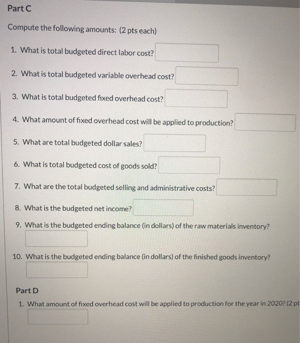 3 Quarter 4 Total Question 1 31 pts Fillmore Company has developed
