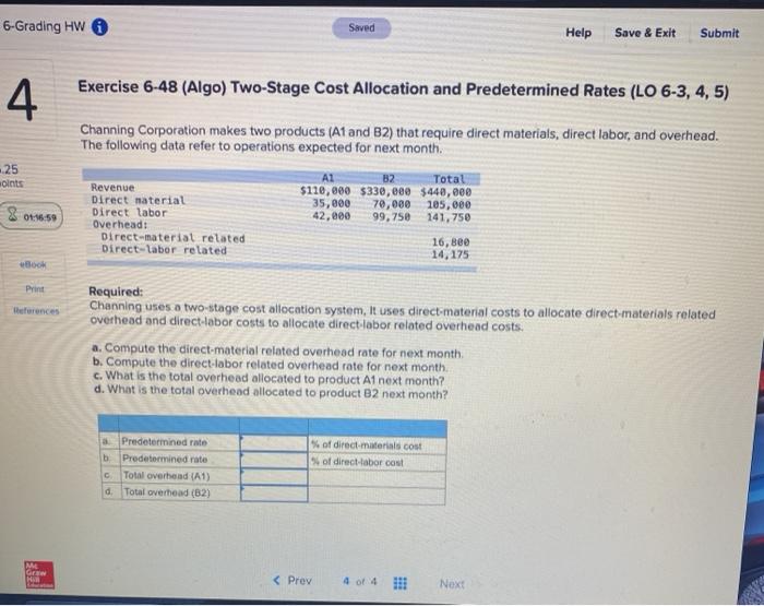  6-Grading HW 6 Saved Help Save & Exit Submit Exercise 6-48