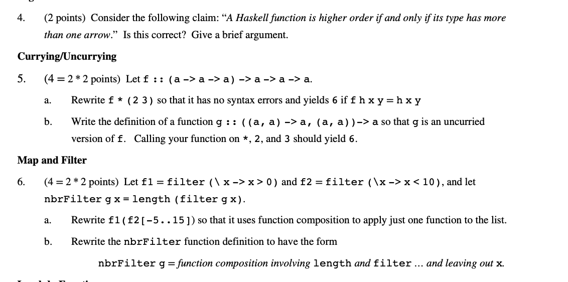 Haskell Programming - Code Do it in Haskell GHCI 4. (2 points)