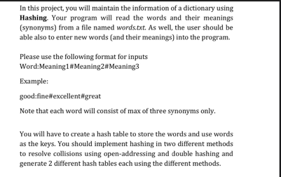  please I need code implementation for Hash function and Double hash