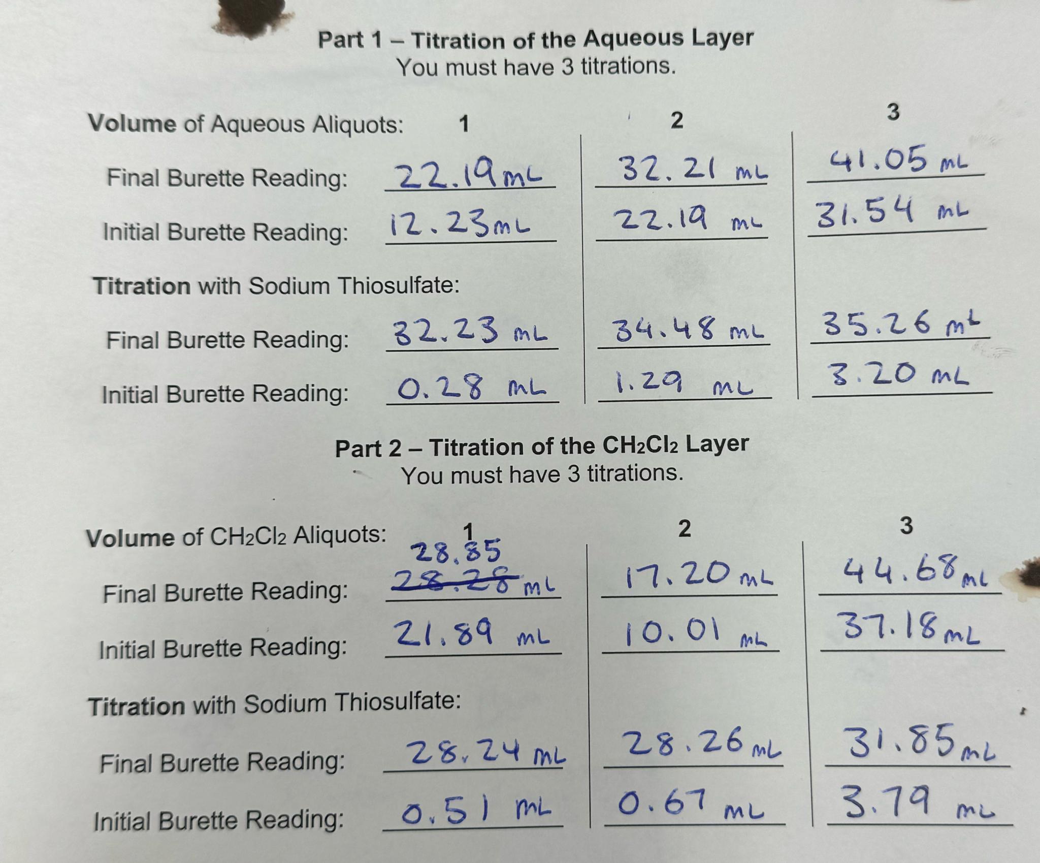  Question 17(1 point) Using your own lab-obtained data, what was your