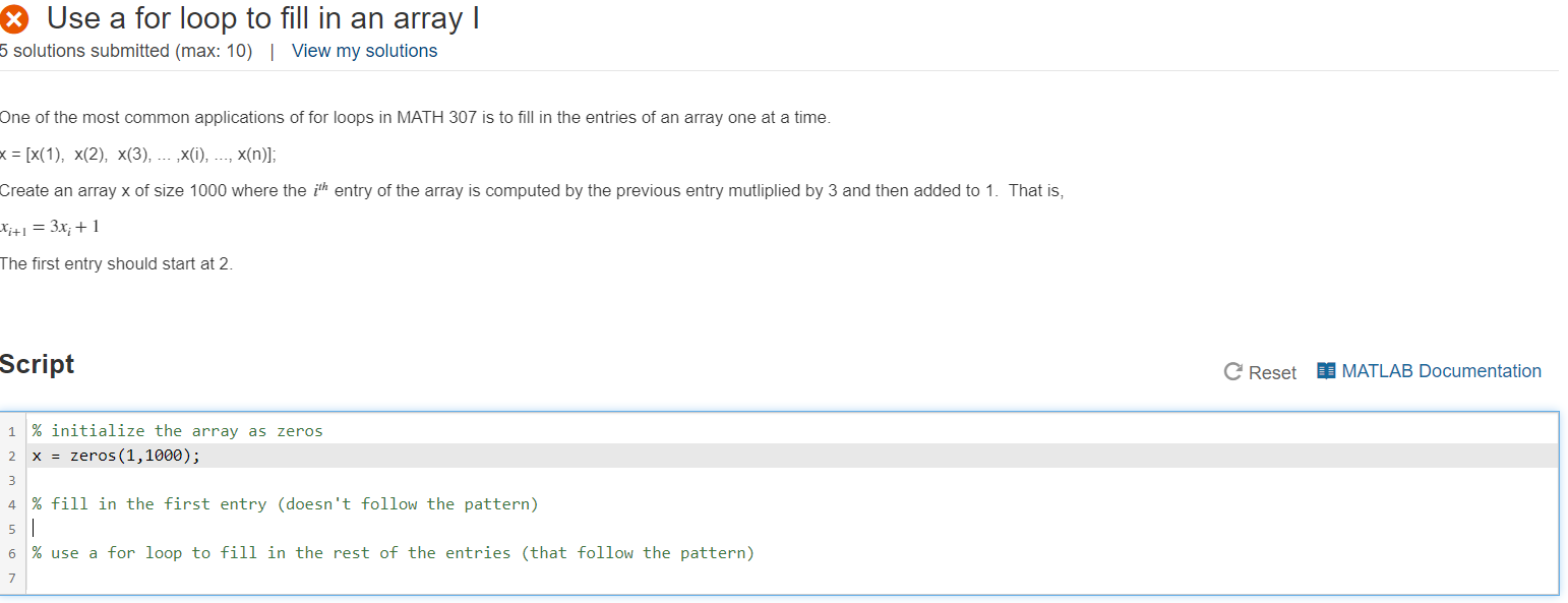  * Use a for loop to fill in an array I
