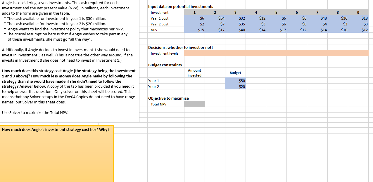 Please help me do this in Excel with screenshots! 3 4 5