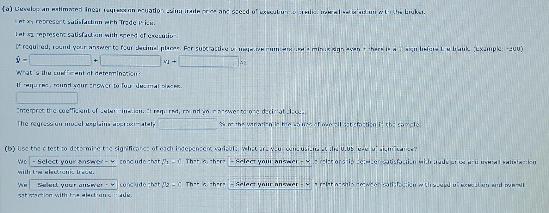 Excel functions, but I don't understand it. (a) Develop an estimated linear