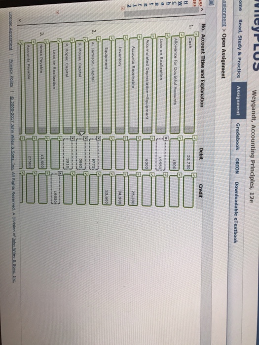 Gradebook ORION Downloadable eTextbook nment Open Assignment Problem 12-3A The partners in