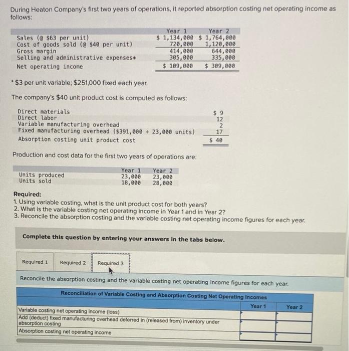 net operating income as follows: - \$3 per unit variable; $251,000 fixed