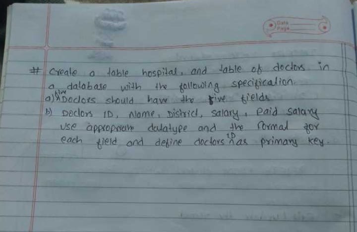  TI.4 # create a table hospital, and table of doclors in