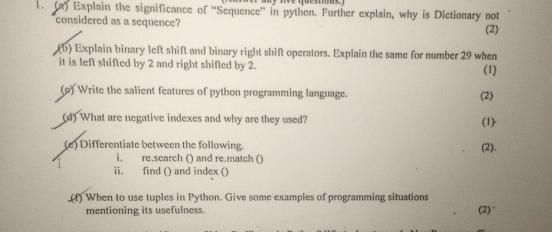  (a) Explnin the significance of "Sequence" in python. Further explain, why