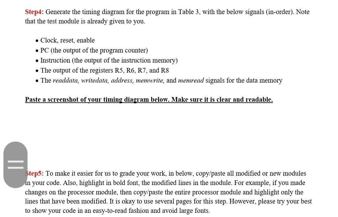 their pipelined processor implementation in experiment 7 to test the program shown