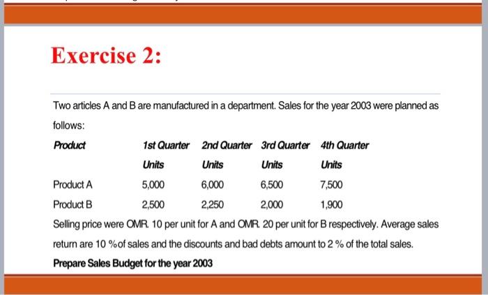  Exercise 2: Two articles A and B are manufactured in a