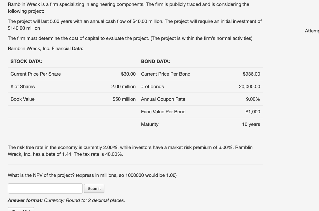 Ramblin Wreck is a firm specializing in engineering components. The firm