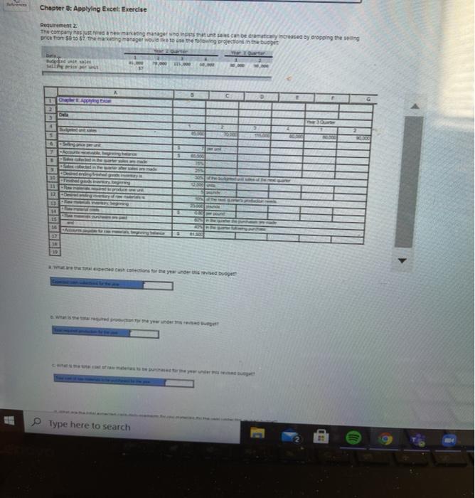  Help Chapter 8: Applying Excel Exercise Requirement 2 The company has
