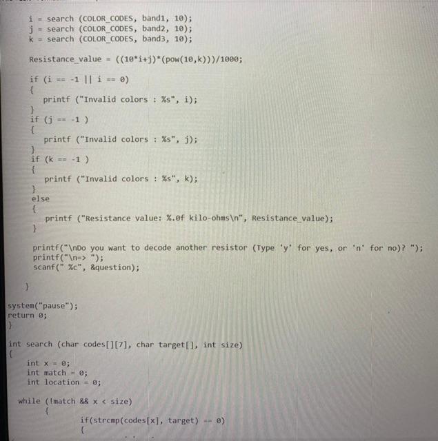 #include #include #include #include int search (char codes[10][7], char target[], int size);