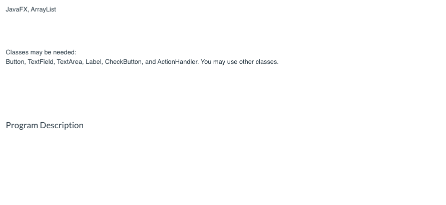 javafx.scene.control.Tab; import javafx.scene.control.TabPane; import javafx.scene.layout.StackPane; import java.util.ArrayList; public class Assignment6 extends Application
