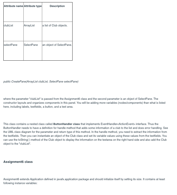 void main(String[] args) { launch(args); } } CreatePane.java import java.util.ArrayList; import javafx.scene.layout.HBox;