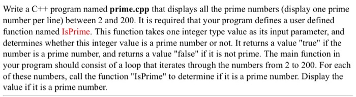  Write a C++ program named prime.cpp that displays all the prime
