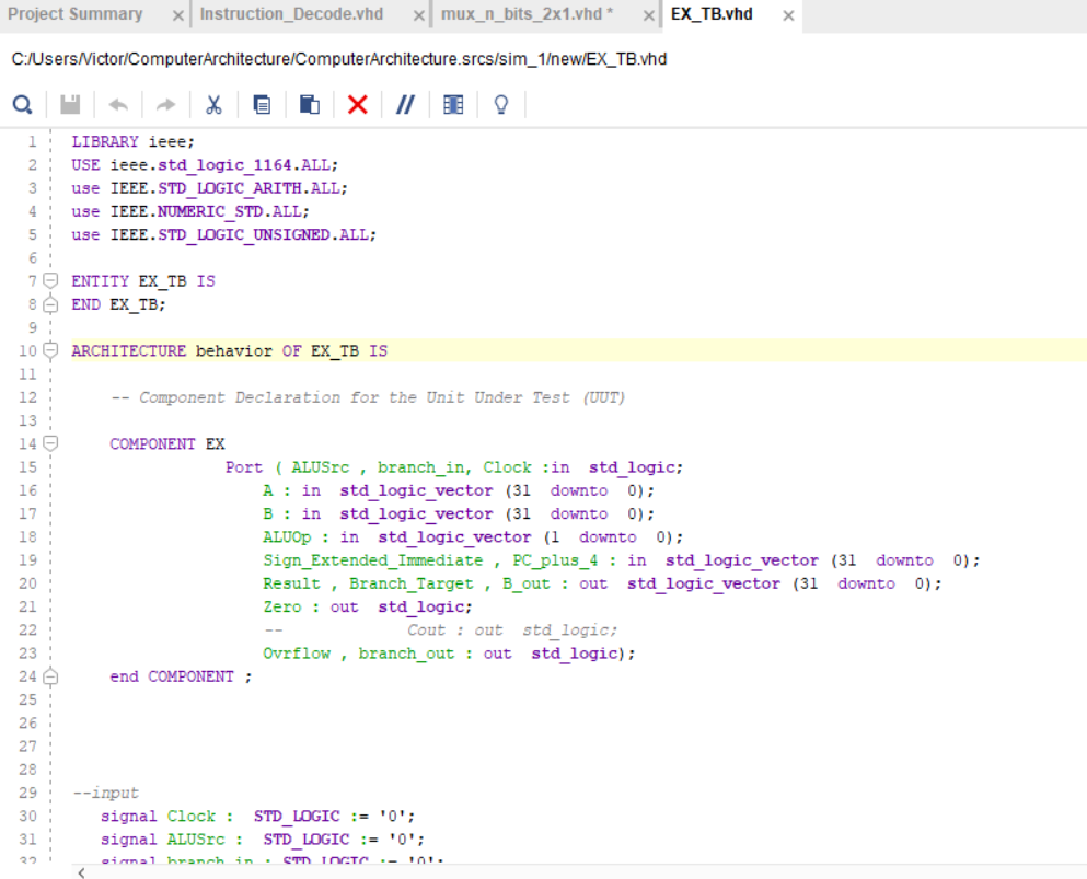 in your program, as obtained from the Instruction Decode experiment and from