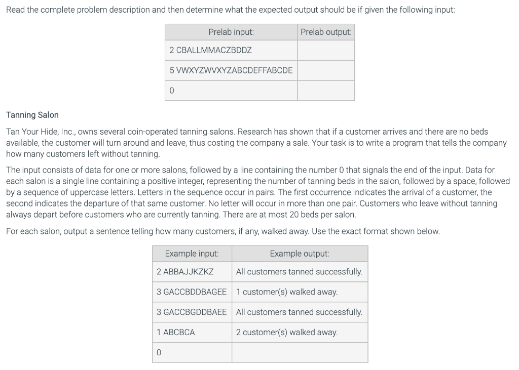Read the complete problem description and then determine what the expected