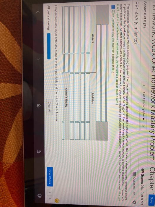  Chapter Save TIMEWUIK. WEEK Une! Homework Mastery Problem Score: 0 of
