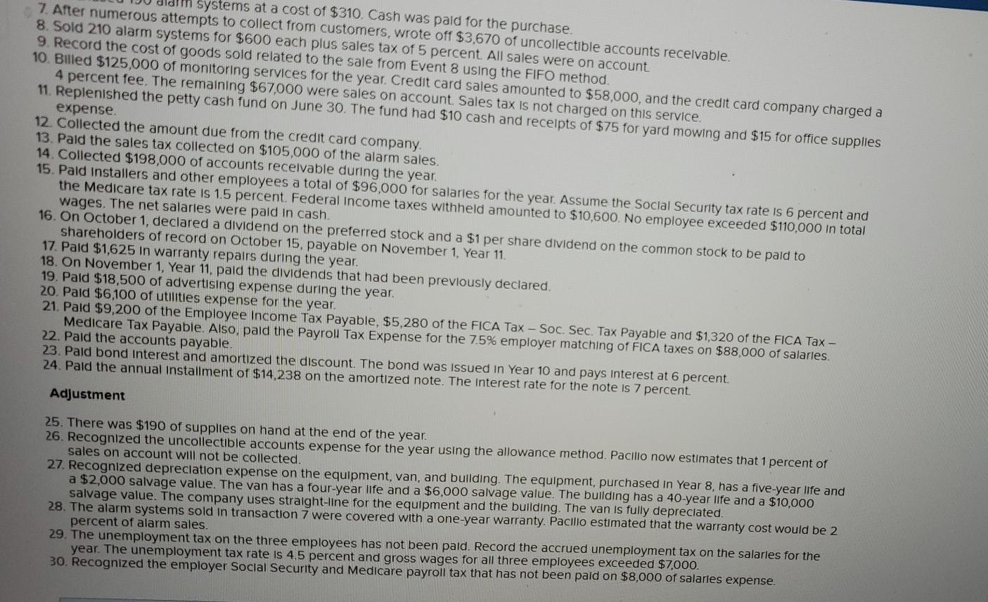 Problem The trial balance of Pacilio Security Services, Inc. as of January