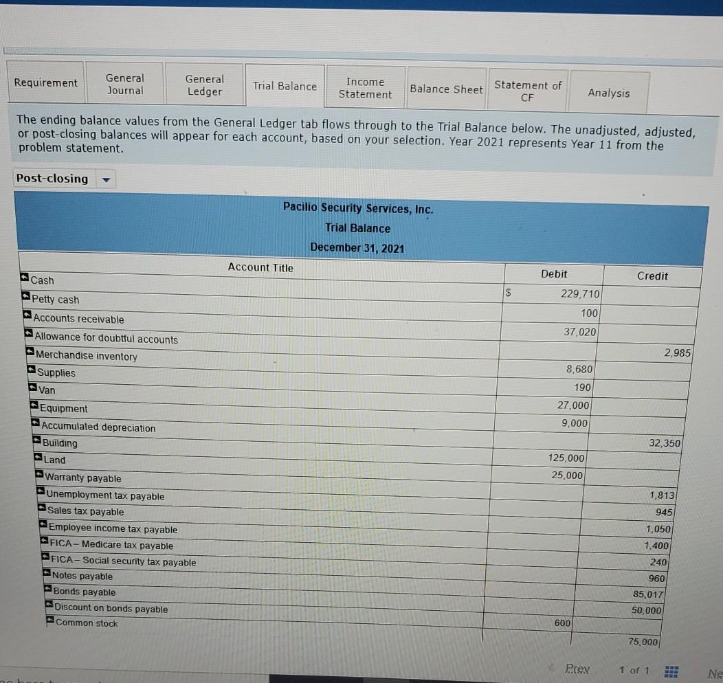 Year 11, Pacilio Security Services experienced the following transactions: 1. Paid the