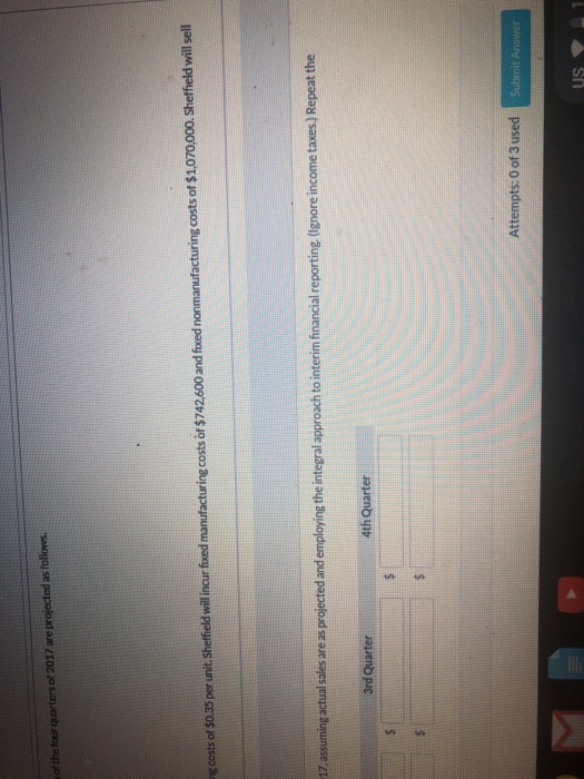 561.000 Fourth 122.400 Annual Total 918,000 Sheffield incurs variable manufacturing its product
