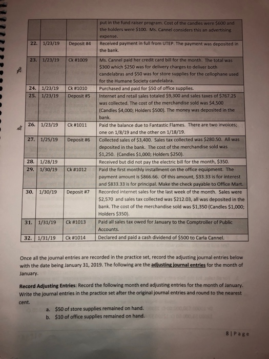 following events. Skip a line between each entry and number the entries