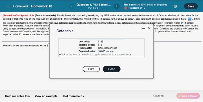  = Homework: Homework 10 Question 1, P13-6 (simil.. HW Score: 70,83%,
