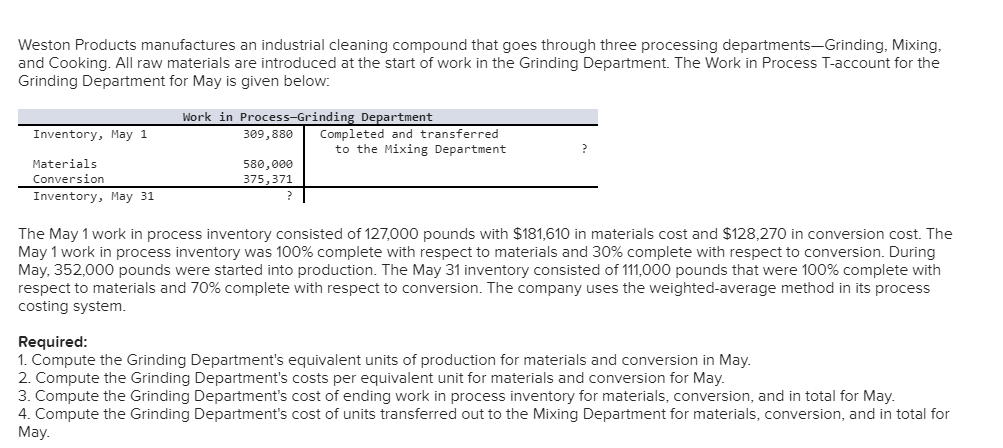 Percent Completed Materials Conversion 95% 60% 73% 55% Units 54,000 26,000 Work