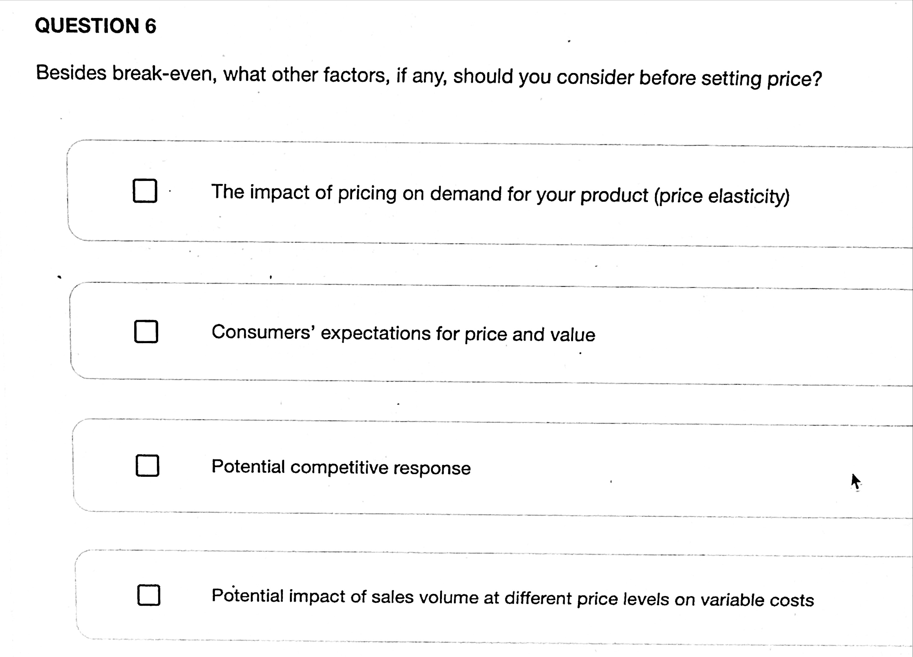 this assignment: - break-even units = fixed expenses / (price - variable