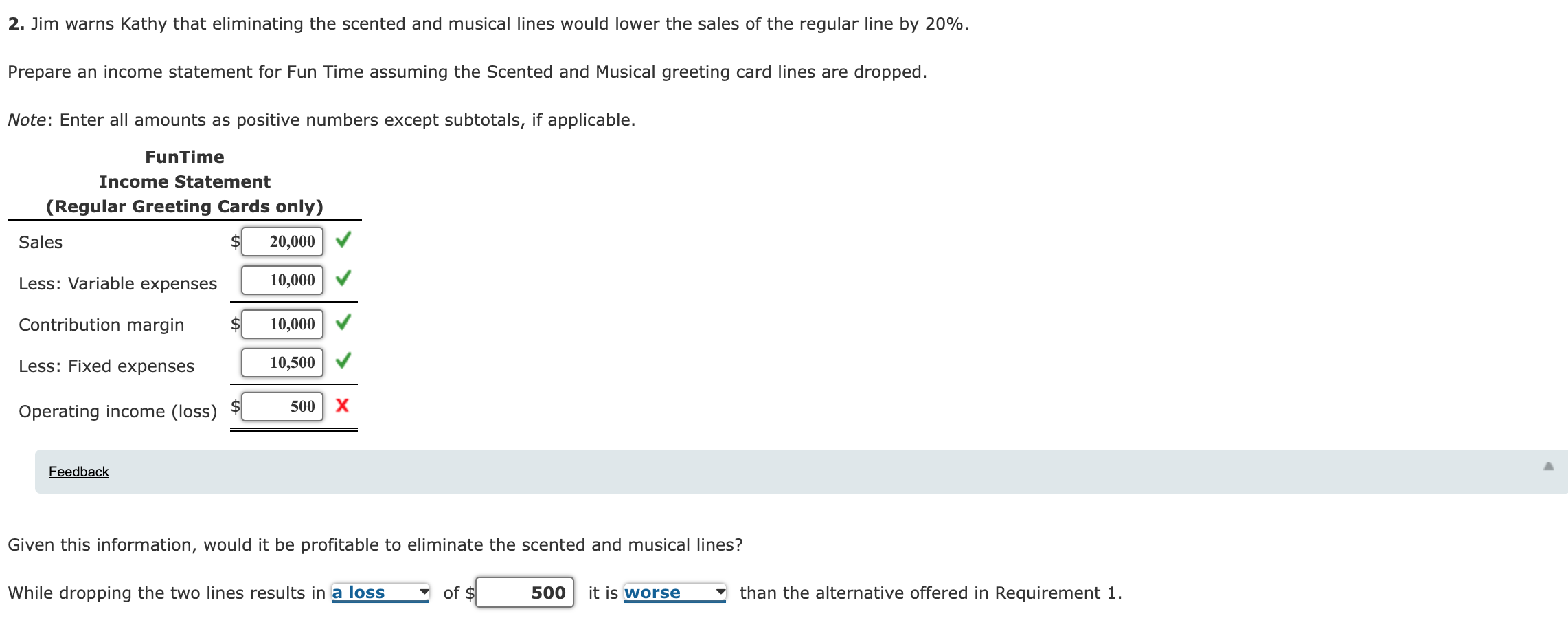 musical, and regular. Segmented income statements for the past year are as