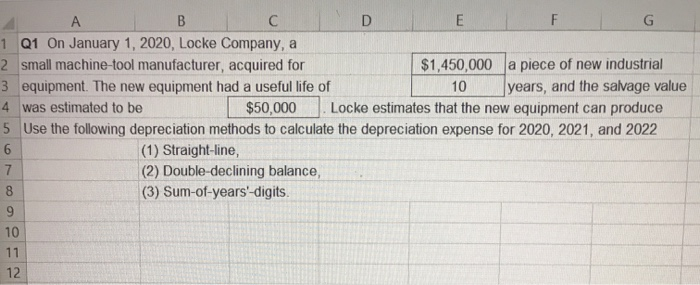 Needing help in this. A B C D E F G 1