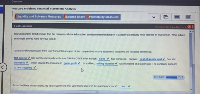 order to solve the rest of the "Comparitive Income Statement". All of