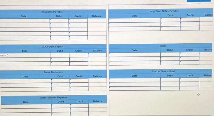 to the accounts recelvable ledger. b) Prepare the March 31 trial balance,