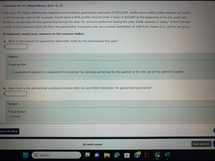  Exercise 10-21 (Algorithmic) (L0, 6, 7) This year, the Tastee Partnership