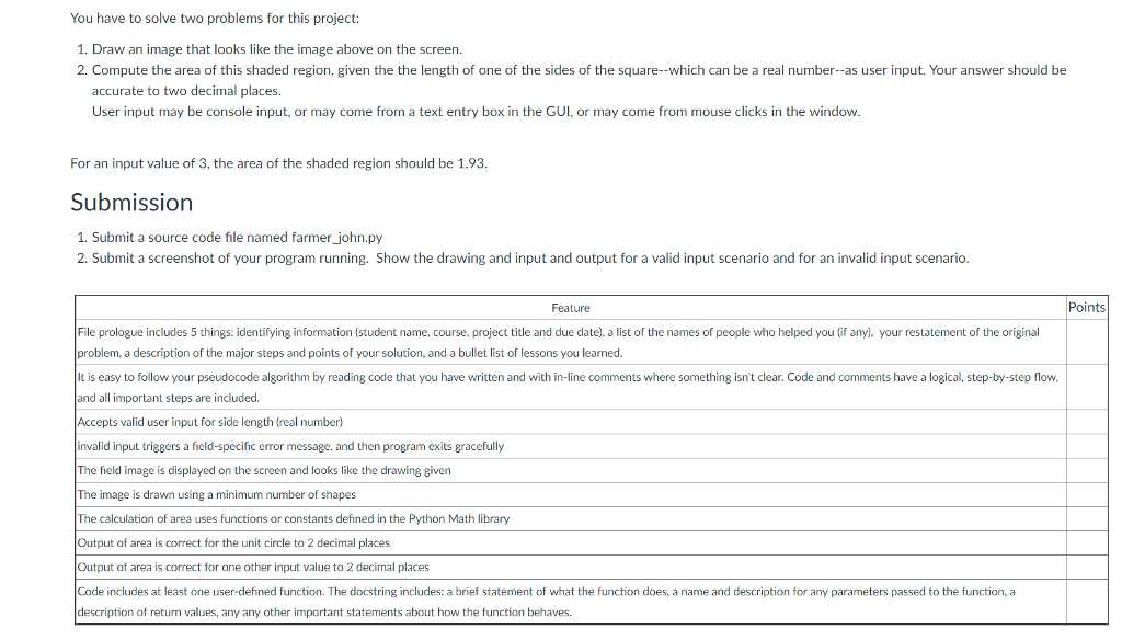 Programming Project #3: Farmer John's Field Student Learning Outcomes . Use Python