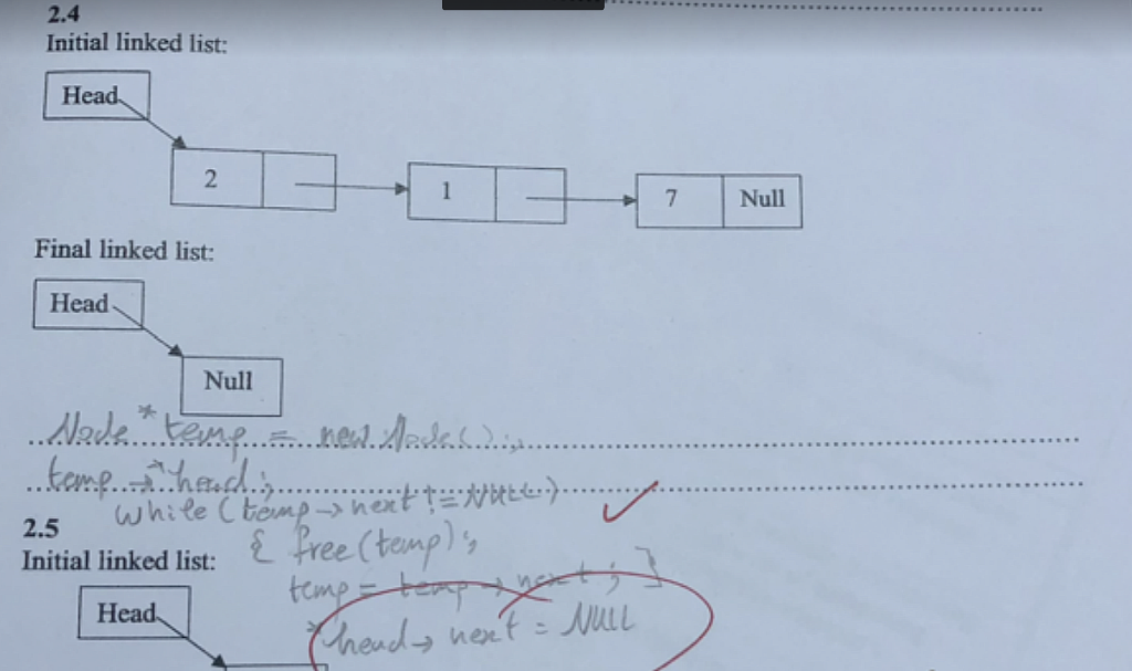 linked list: pirtal linked list: 2.4 Initial linked list: Final linked list