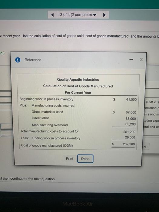 1 more yet the test of goods sold, cout of goede manufactured,