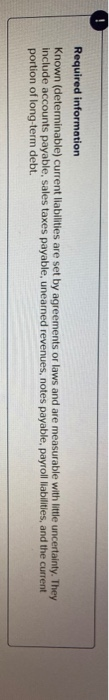 revenue portion Required information Known (determinable) current liabilities are set by agreements