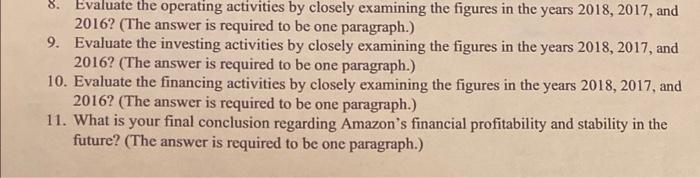 OF CASHI FDWS (in million) 8. Evaluate the operating activities by closely