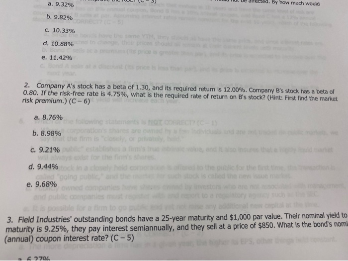  a. 9.32% OLI ( 3) directed by how much would b.