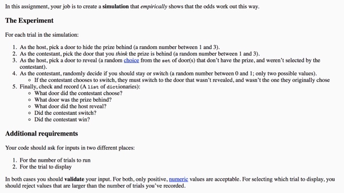 loops . Input validation . Running simulations Part 1 Let's Make a