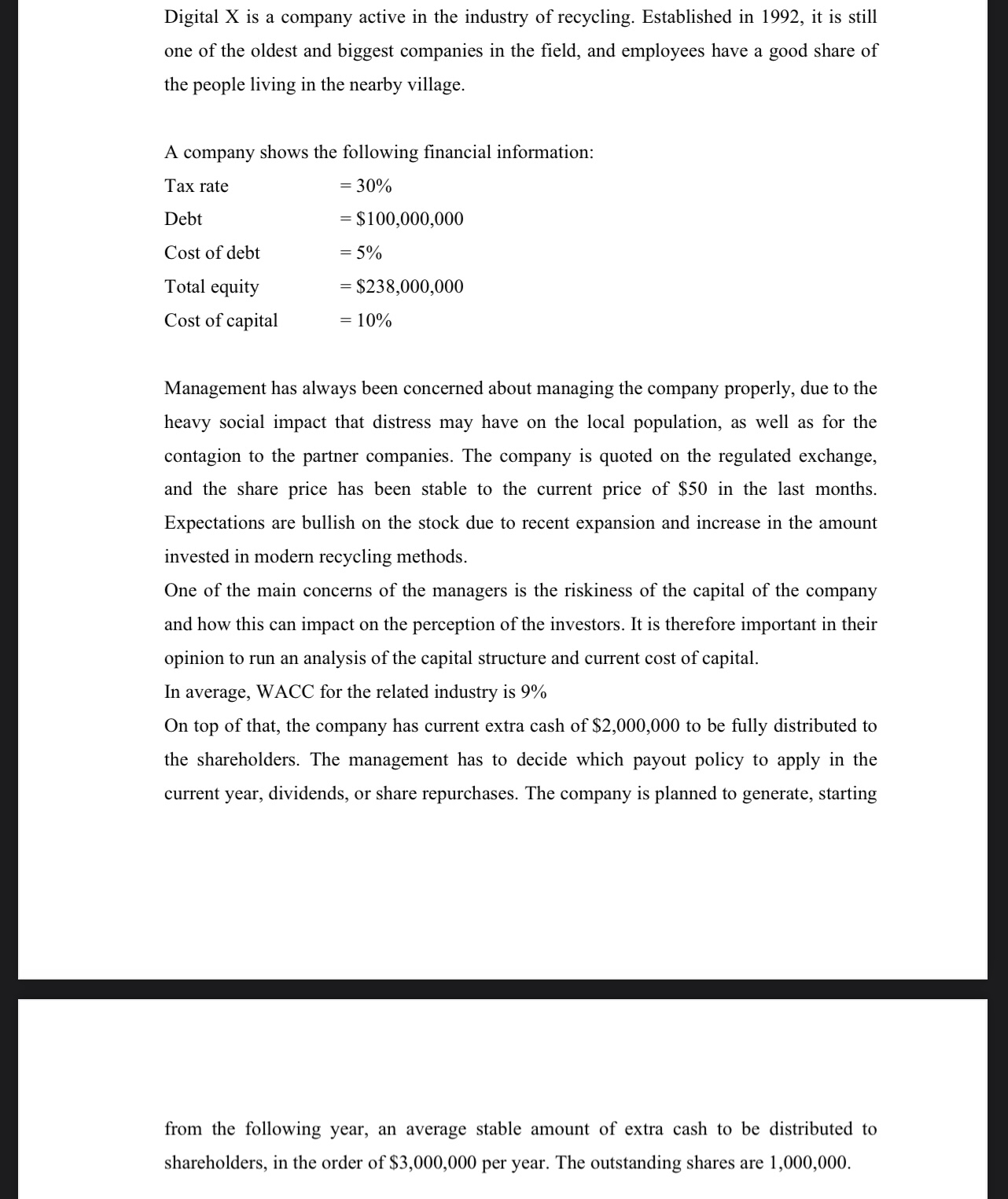  e. How the change in capital structure can support the increase