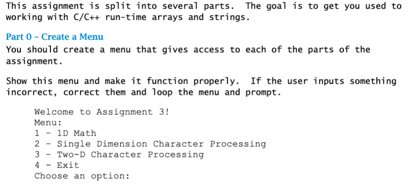 C++ Programming language appreciated! This assignment is split into several parts. The