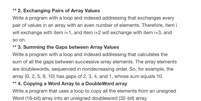  Using x86 assembly language 2. Exchanging Pairs of Array Values Write