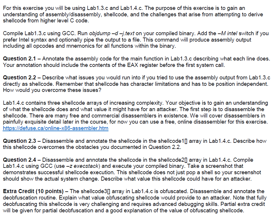  1.3.c code: #include #include int main (void) { char buf[] =